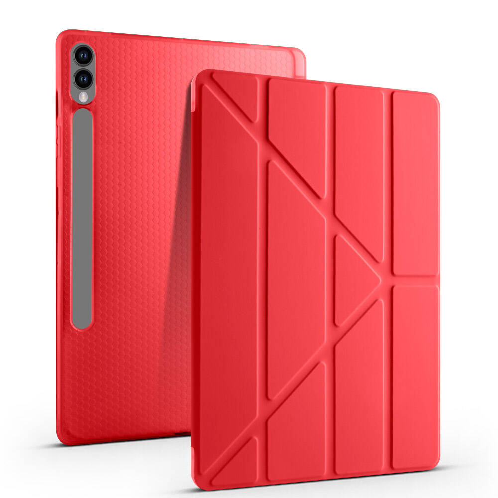 Galaxy Tab S10 Plus Kılıf Zore Tri Folding Kalem Bölmeli Standlı Kılıf Gri