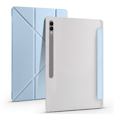 Galaxy Tab S10 Ultra Kılıf Zore Tri Folding Kalem Bölmeli Standlı Kılıf Mavi