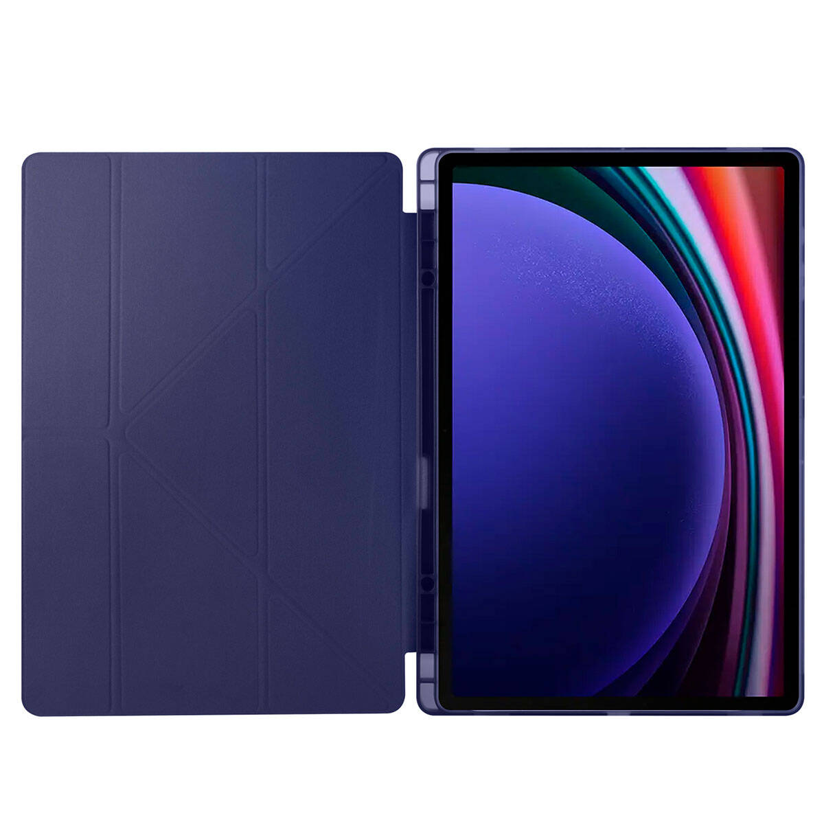 Galaxy Tab S10 Ultra Kılıf Zore Tri Folding Kalem Bölmeli Standlı Kılıf Mavi