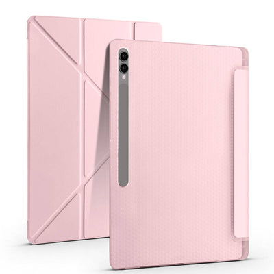 Galaxy Tab S10 Ultra Kılıf Zore Tri Folding Kalem Bölmeli Standlı Kılıf Lacivert