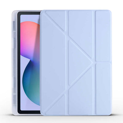 Galaxy Tab S6 Lite P610 Kılıf Zore Tri Folding Kalem Bölmeli Standlı Kılıf Mavi