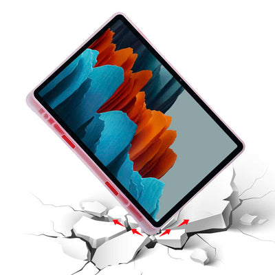 Galaxy Tab S7 Plus T970 Kılıf Zore Tri Folding Kalem Bölmeli Standlı Kılıf Mavi