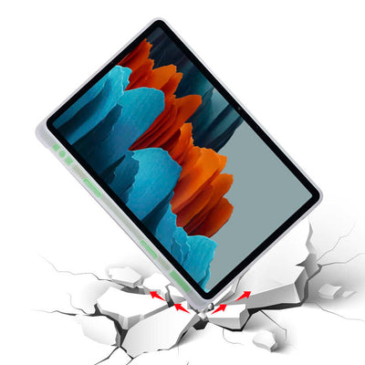 Galaxy Tab S7 T870 Kılıf Zore Tri Folding Kalem Bölmeli Standlı Kılıf Rose Gold