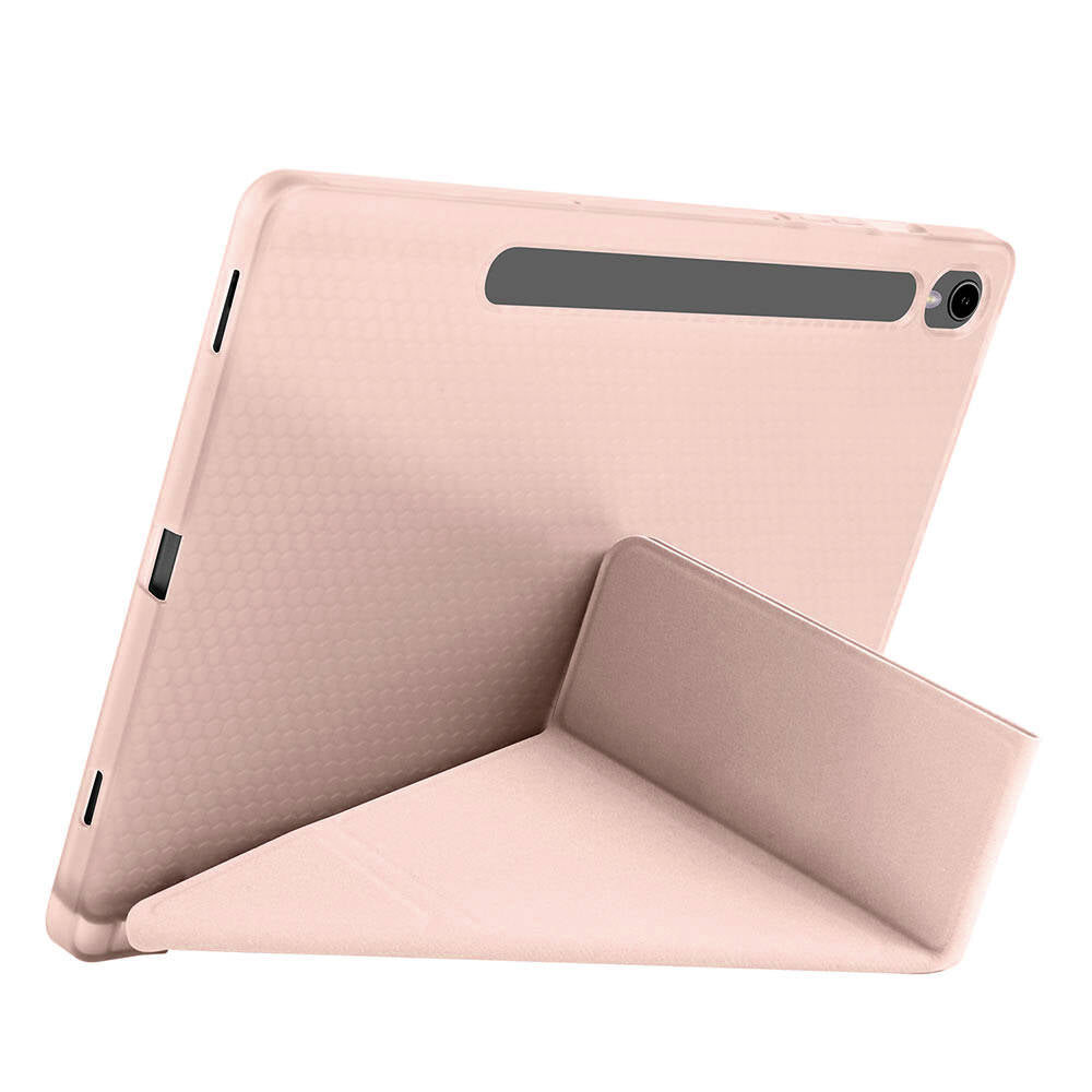 Galaxy Tab S9 FE Kılıf Zore Tri Folding Kalem Bölmeli Standlı Kılıf Rose Gold