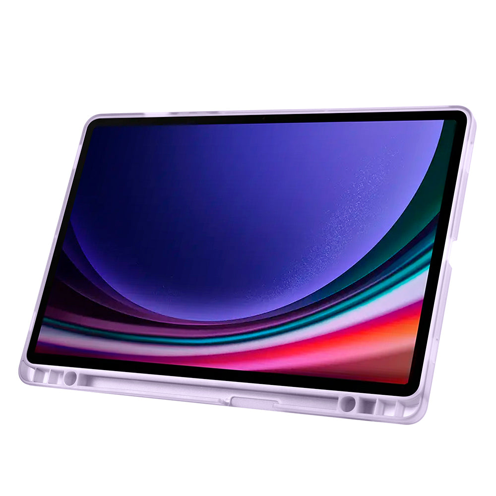 Galaxy Tab S9 FE Plus Kılıf Zore Tri Folding Kalem Bölmeli Standlı Kılıf Mor