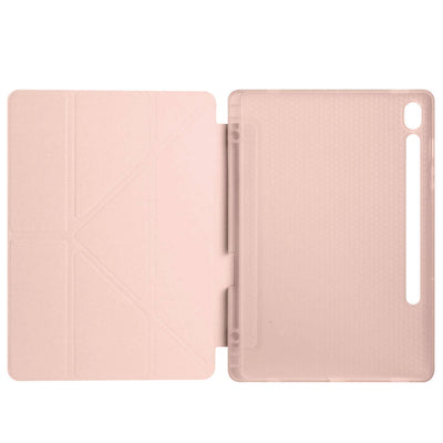 Galaxy Tab S9 Kılıf Zore Tri Folding Kalem Bölmeli Standlı Kılıf Rose Gold
