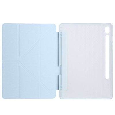 Galaxy Tab S9 Kılıf Zore Tri Folding Kalem Bölmeli Standlı Kılıf Mavi