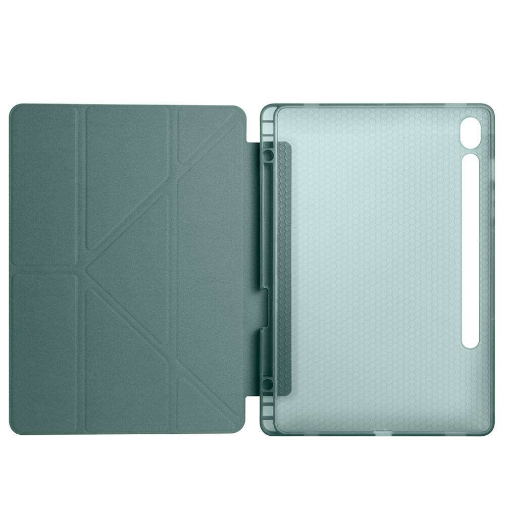 Galaxy Tab S9 Kılıf Zore Tri Folding Kalem Bölmeli Standlı Kılıf Siyah