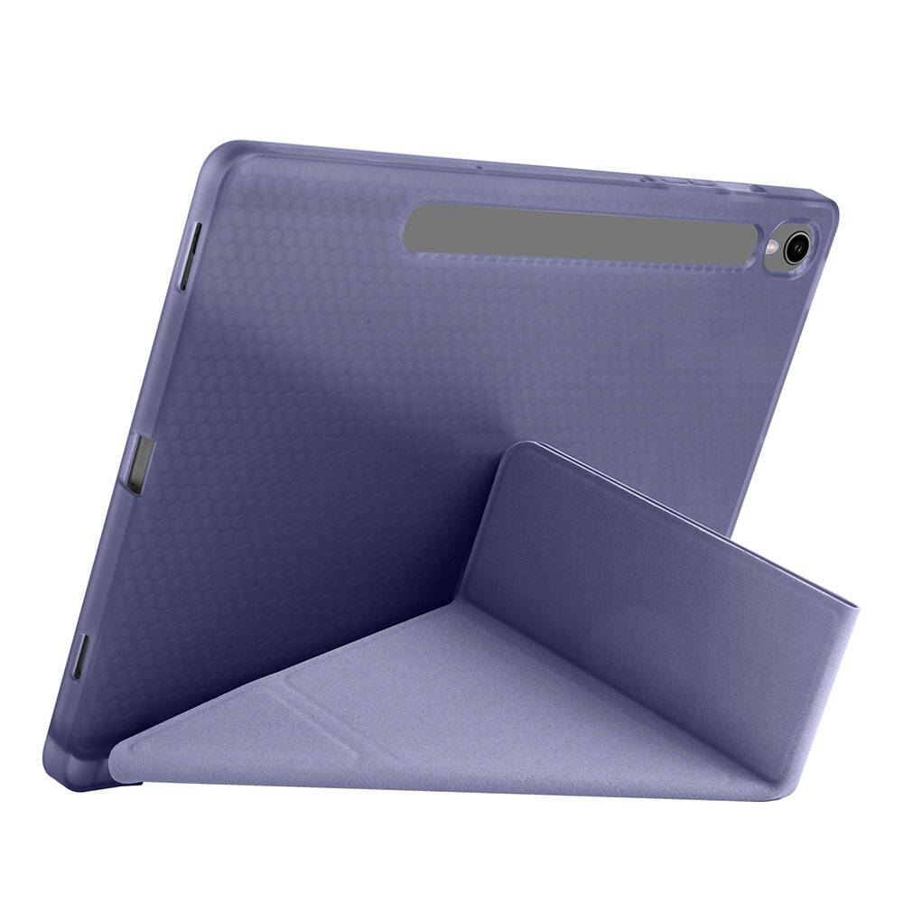 Galaxy Tab S9 Kılıf Zore Tri Folding Kalem Bölmeli Standlı Kılıf Lila