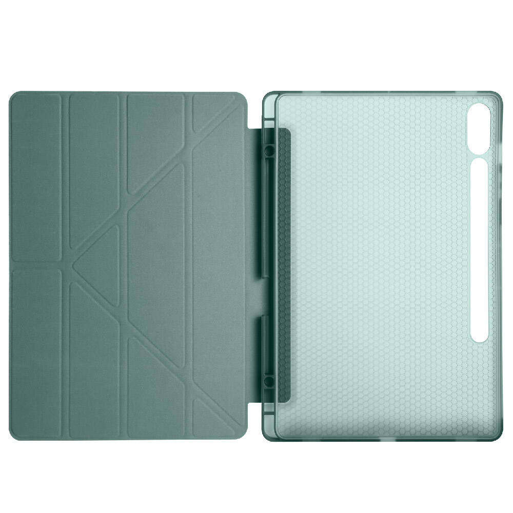 Galaxy Tab S9 Plus Kılıf Zore Tri Folding Kalem Bölmeli Standlı Kılıf Lacivert