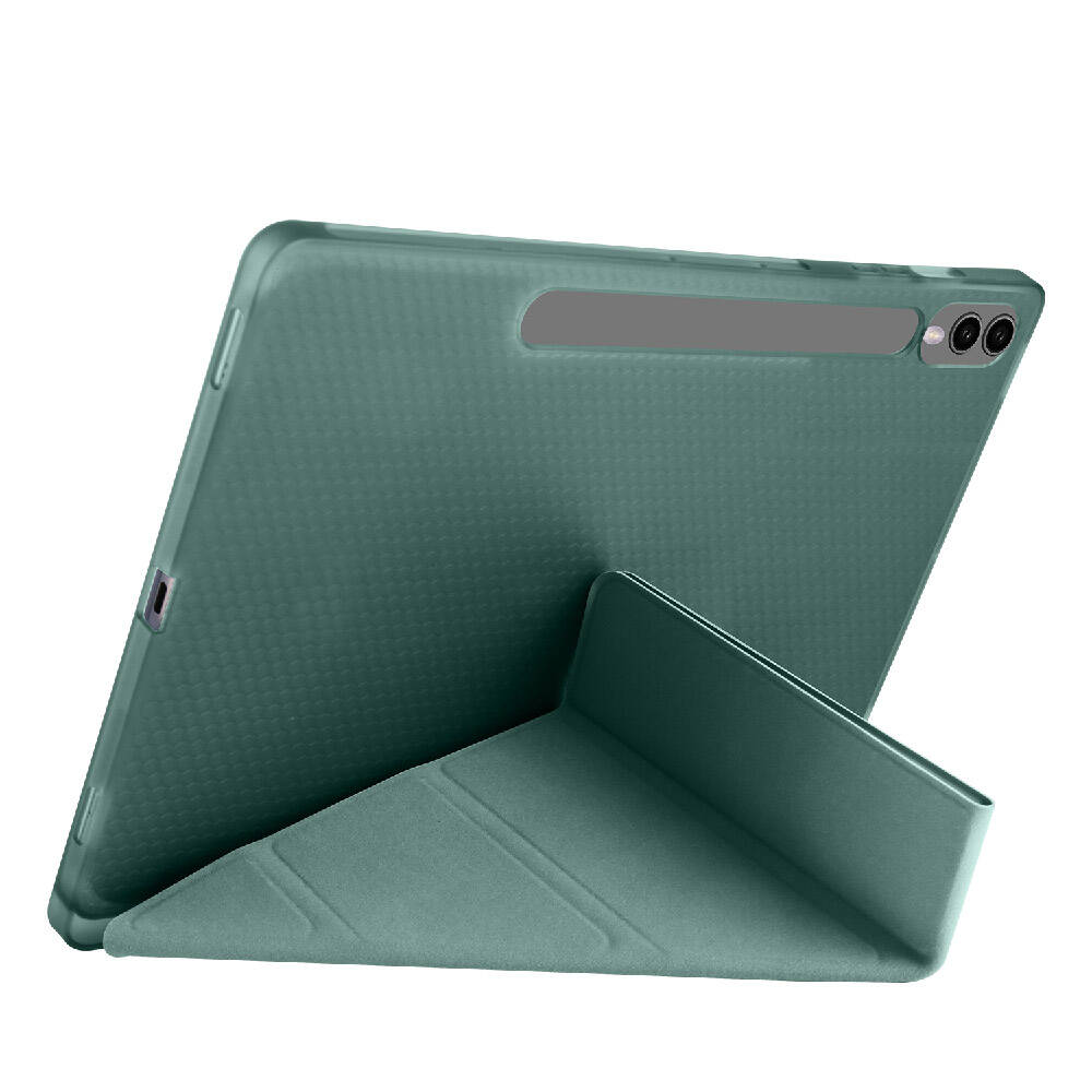 Galaxy Tab S9 Plus Kılıf Zore Tri Folding Kalem Bölmeli Standlı Kılıf Mor