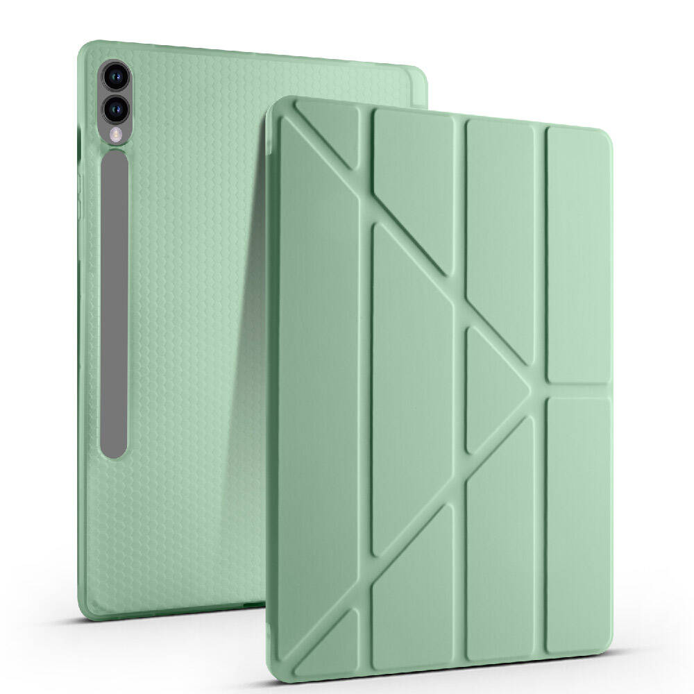 Galaxy Tab S9 Plus Kılıf Zore Tri Folding Kalem Bölmeli Standlı Kılıf Yeşil
