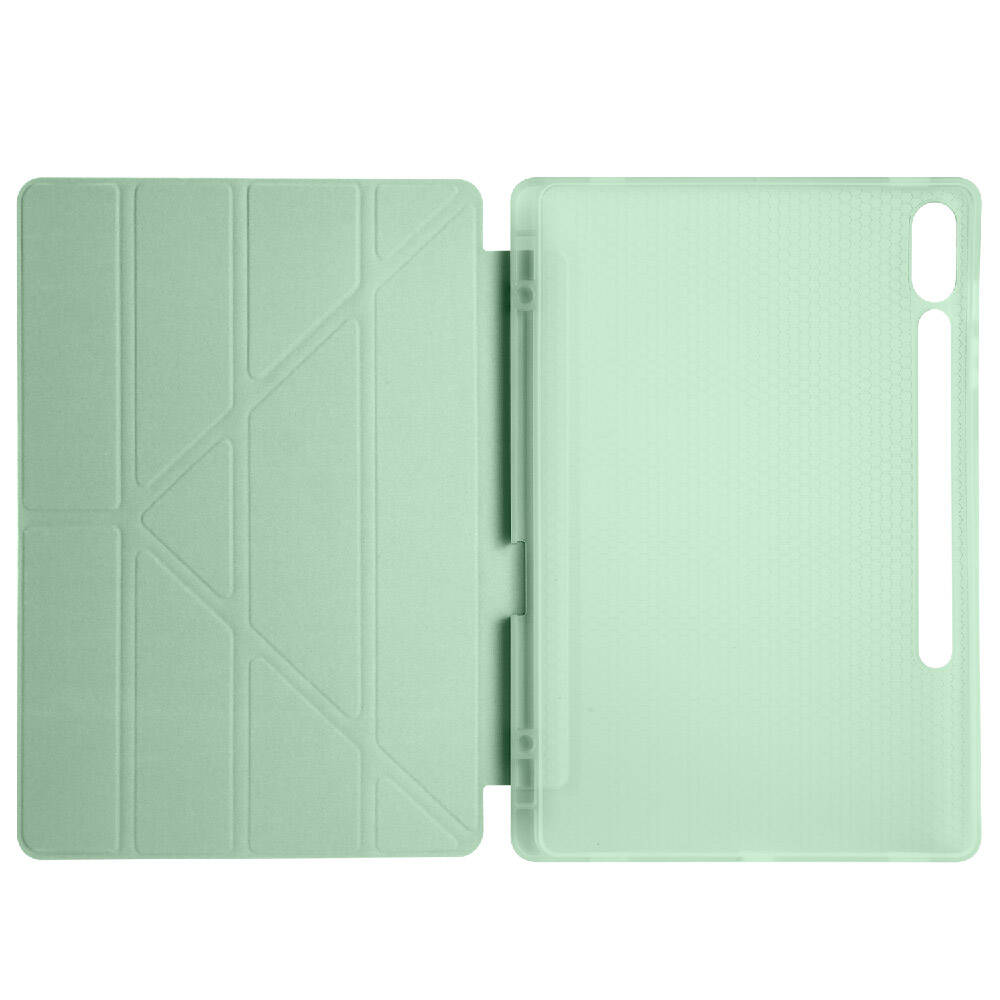 Galaxy Tab S9 Plus Kılıf Zore Tri Folding Kalem Bölmeli Standlı Kılıf Gri