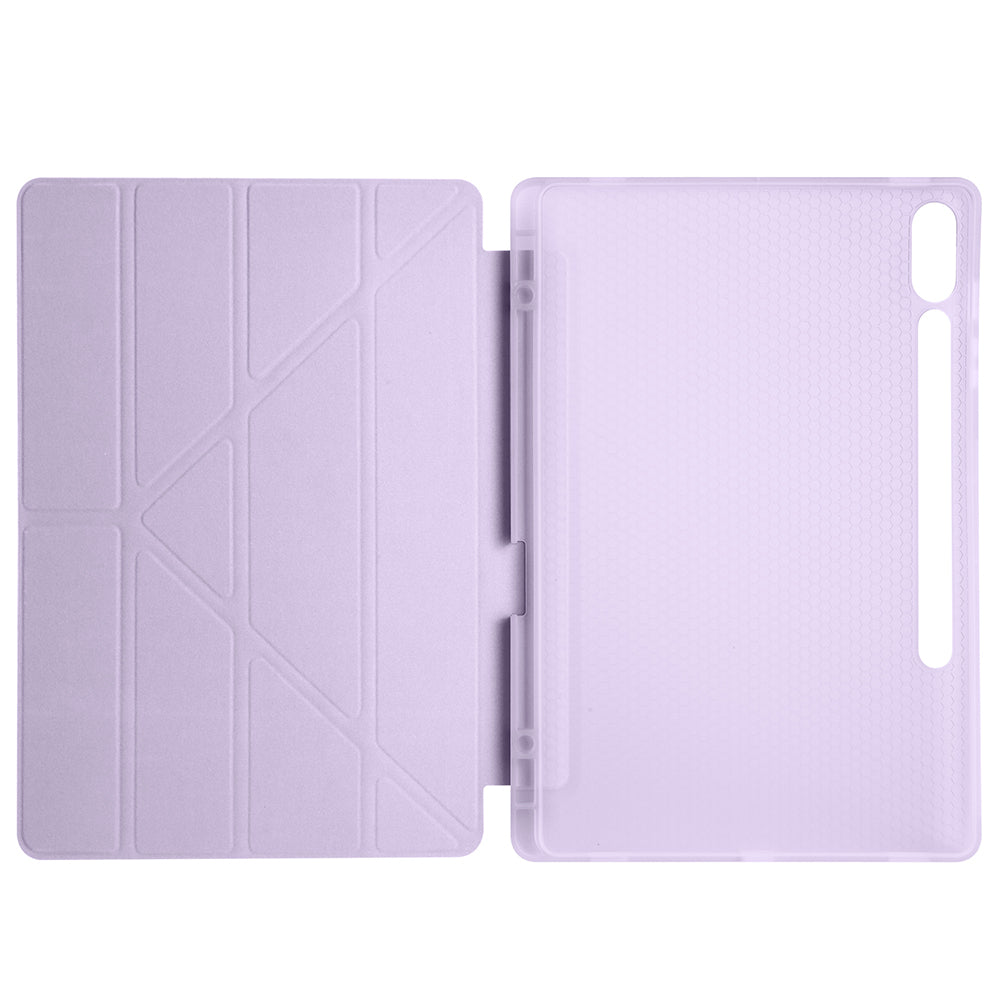 Galaxy Tab S9 Plus Kılıf Zore Tri Folding Kalem Bölmeli Standlı Kılıf Lila