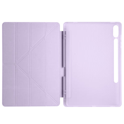 Galaxy Tab S9 Plus Kılıf Zore Tri Folding Kalem Bölmeli Standlı Kılıf Lila
