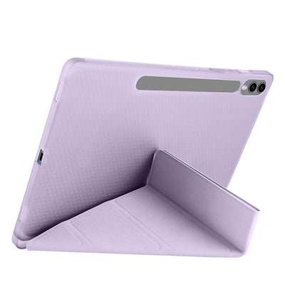Galaxy Tab S9 Plus Kılıf Zore Tri Folding Kalem Bölmeli Standlı Kılıf Mor