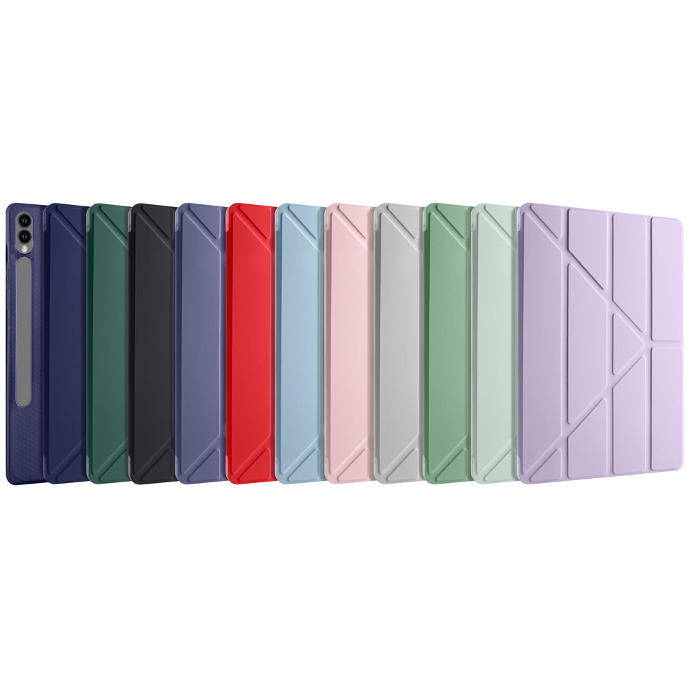 Galaxy Tab S9 Plus Kılıf Zore Tri Folding Kalem Bölmeli Standlı Kılıf Kırmızı