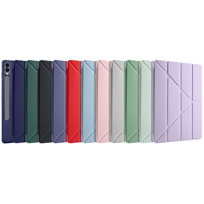 Galaxy Tab S9 Plus Kılıf Zore Tri Folding Kalem Bölmeli Standlı Kılıf Lacivert