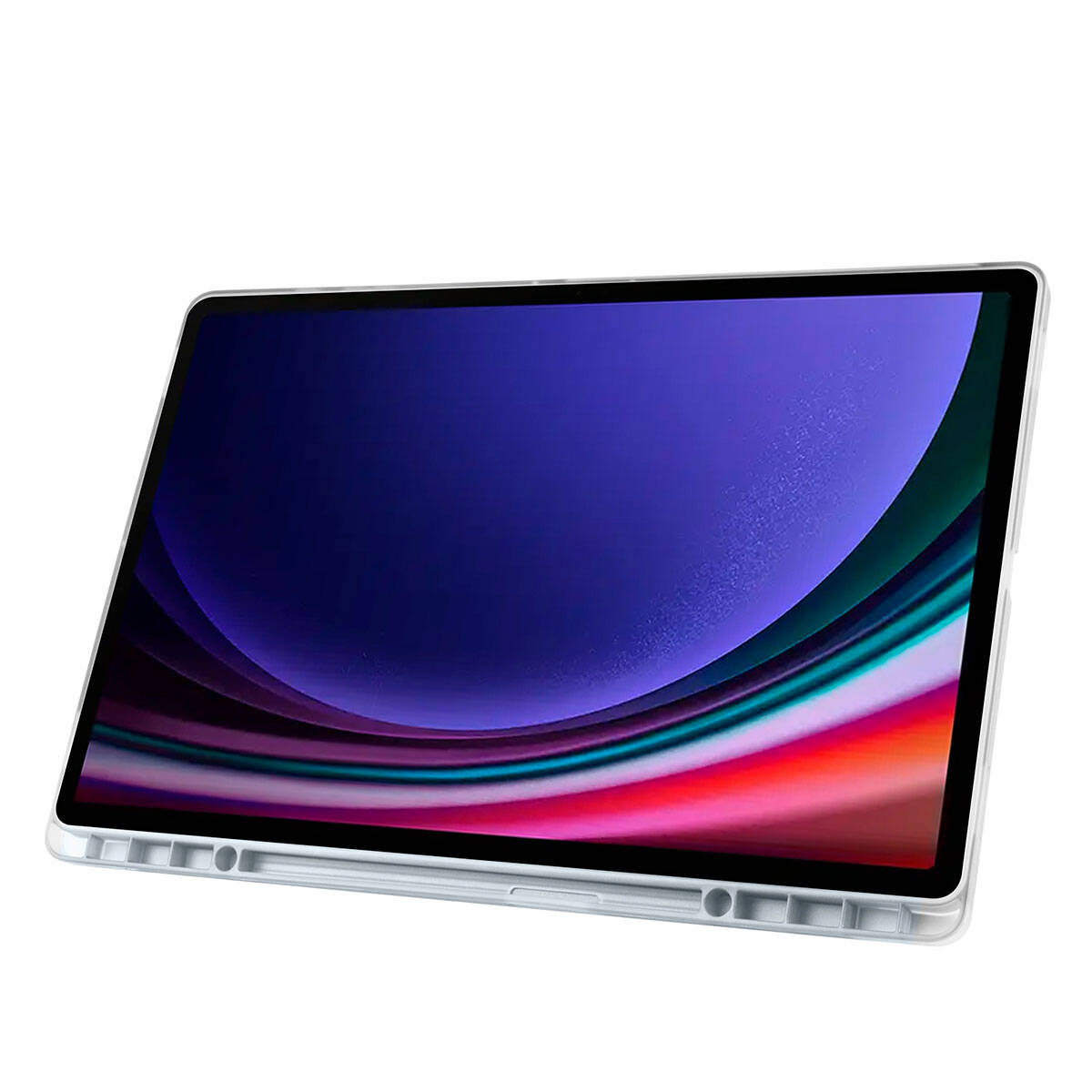 Galaxy Tab S9 Ultra Kılıf Zore Tri Folding Kalem Bölmeli Standlı Kılıf Siyah