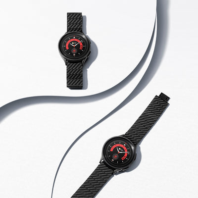 Galaxy Watch 7 40mm Karbon Fiber Pitaka Modern Serisi Black-Grey Twill Kordon Siyah-Gri