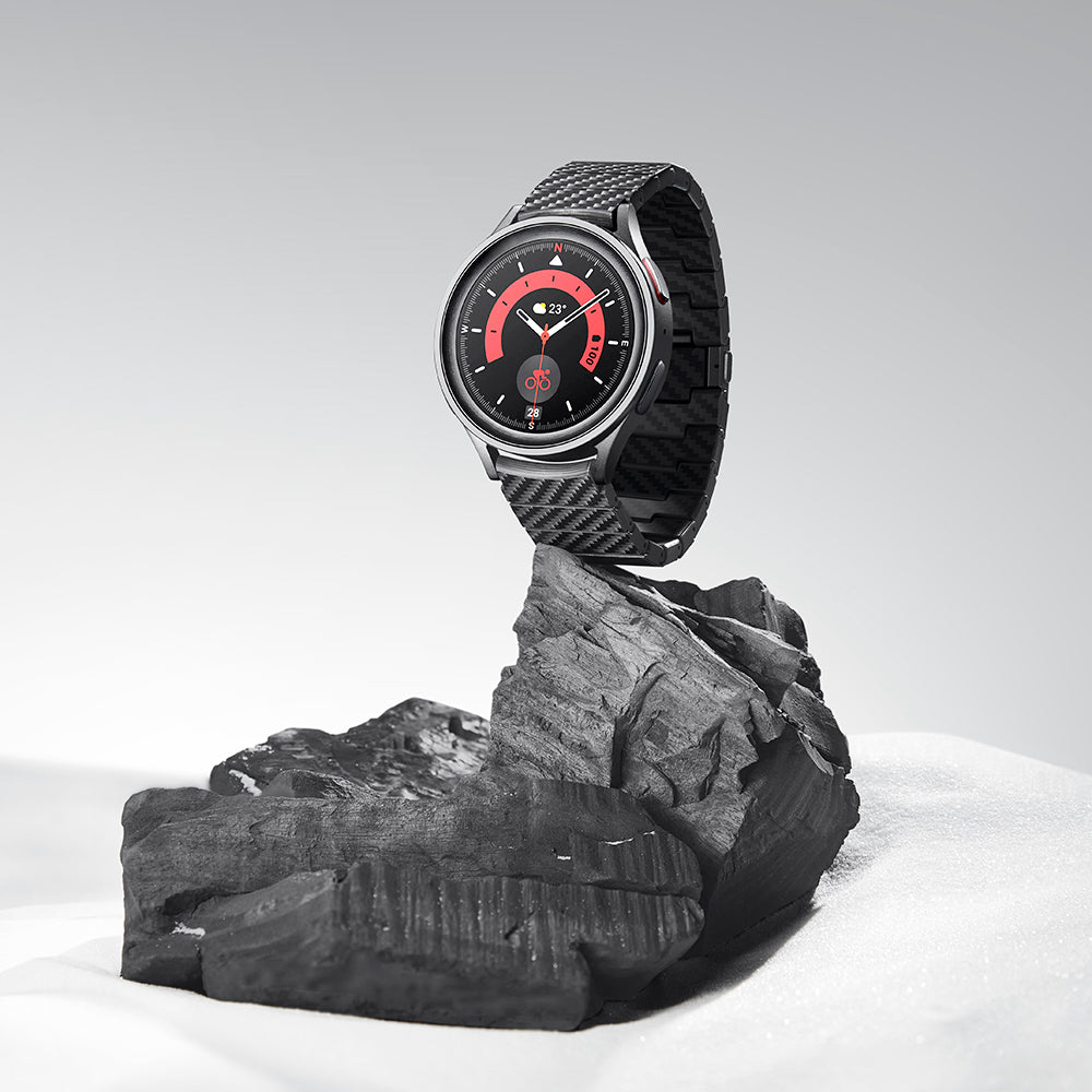 Galaxy Watch 7 40mm Karbon Fiber Pitaka Modern Serisi Black-Grey Twill Kordon Siyah-Gri