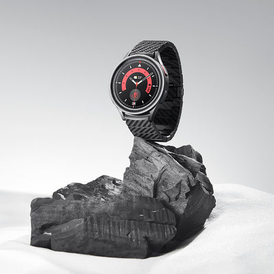 Galaxy Watch 7 40mm Karbon Fiber Pitaka Modern Serisi Black-Grey Twill Kordon Siyah-Gri