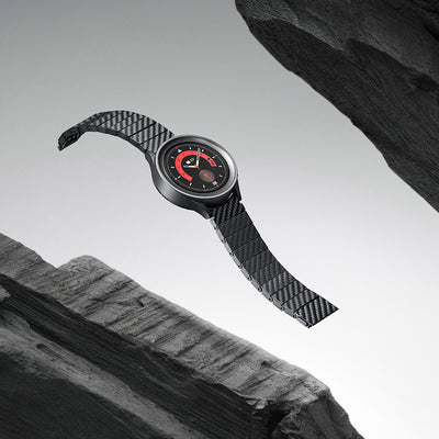 Galaxy Watch 7 40mm Karbon Fiber Pitaka Modern Serisi Black-Grey Twill Kordon Siyah-Gri