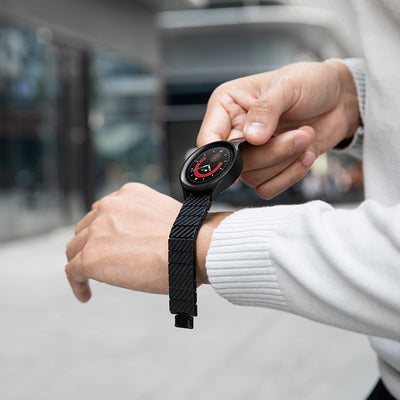 Galaxy Watch 7 40mm Karbon Fiber Pitaka Modern Serisi Black-Grey Twill Kordon Siyah-Gri