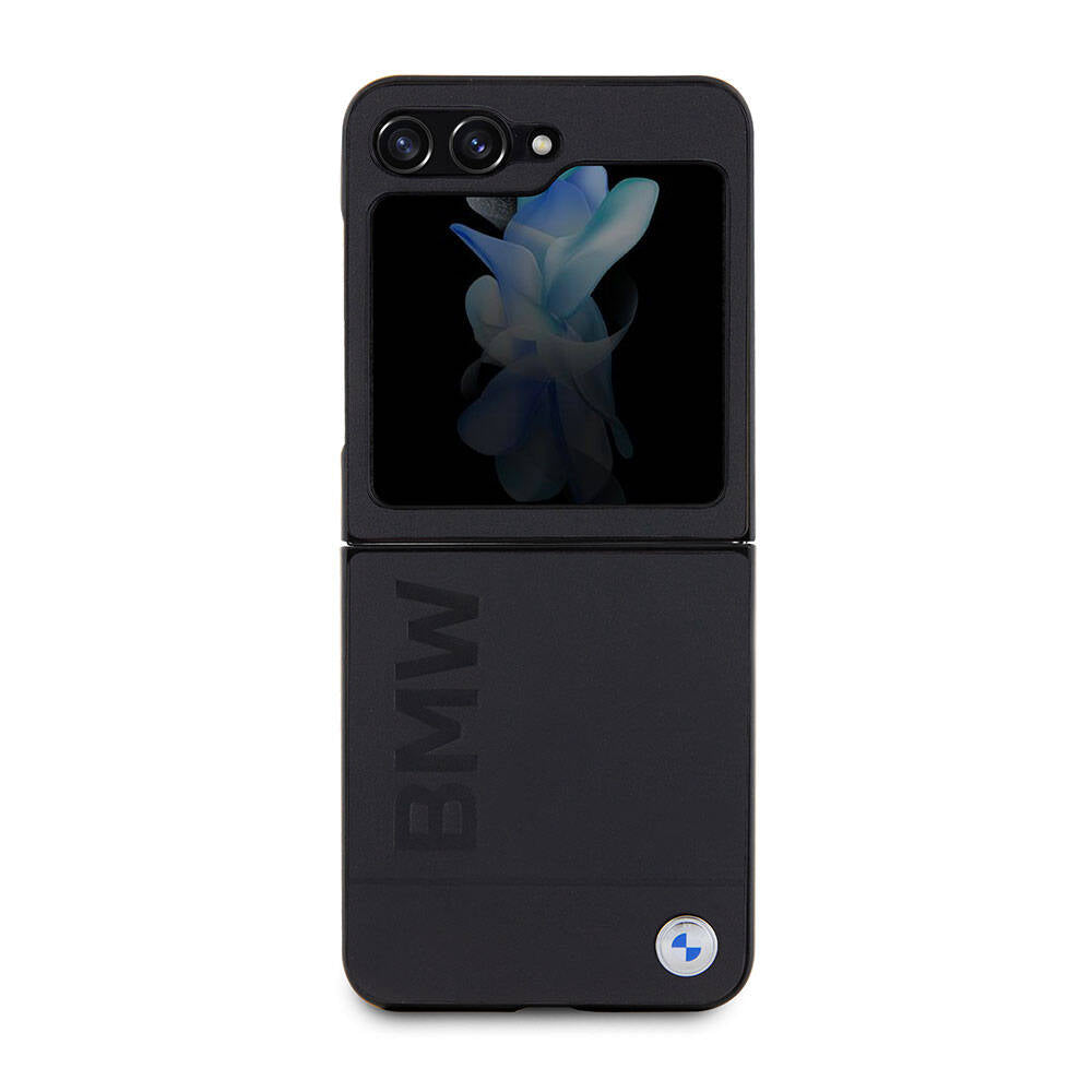 Galaxy Z Flip 5 Kılıf BMW Orjinal Lisanslı Sıcak Damga Logolu Deri Kılıf