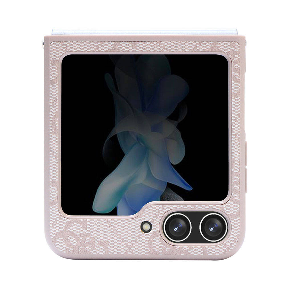 Galaxy Z Flip 5 Kılıf Guess Orjinal Lisanslı PU Deri Taşlı Üçgen Logo 4G Desenli Strass Kılıf