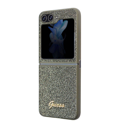 Galaxy Z Flip 5 Kılıf Guess Orjinal Lisanslı Yazı Logolu Glitter Flakes Kılıf