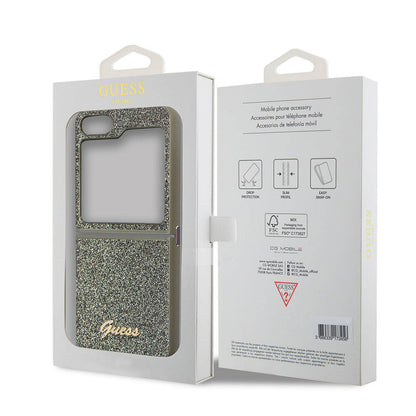 Galaxy Z Flip 5 Kılıf Guess Orjinal Lisanslı Yazı Logolu Glitter Flakes Kılıf