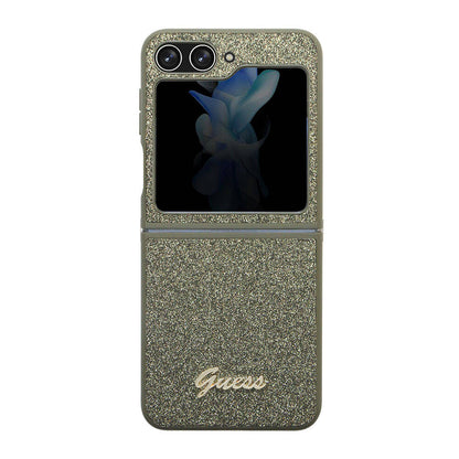Galaxy Z Flip 5 Kılıf Guess Orjinal Lisanslı Yazı Logolu Glitter Flakes Kılıf