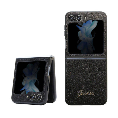 Galaxy Z Flip 5 Kılıf Guess Orjinal Lisanslı Yazı Logolu Glitter Script Kılıf