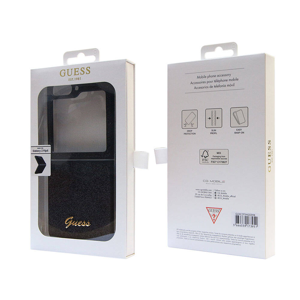 Galaxy Z Flip 5 Kılıf Guess Orjinal Lisanslı Yazı Logolu Glitter Script Kapak