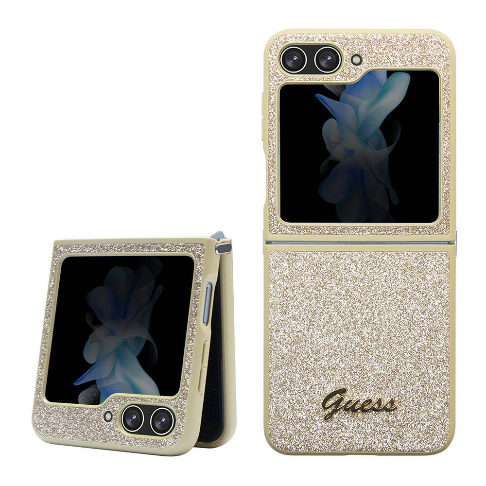 Galaxy Z Flip 5 Kılıf Guess Orjinal Lisanslı Yazı Logolu Glitter Script Kılıf