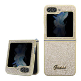 Galaxy Z Flip 5 Kılıf Guess Orjinal Lisanslı Yazı Logolu Glitter Script Kapak