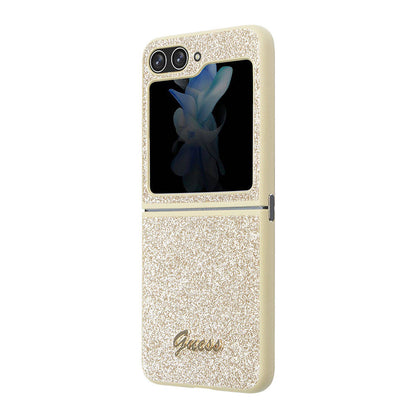 Galaxy Z Flip 5 Kılıf Guess Orjinal Lisanslı Yazı Logolu Glitter Script Kılıf
