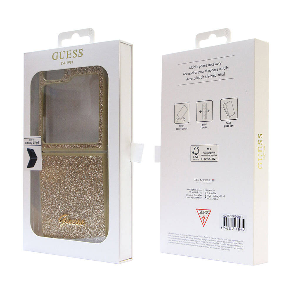 Galaxy Z Flip 5 Kılıf Guess Orjinal Lisanslı Yazı Logolu Glitter Script Kapak