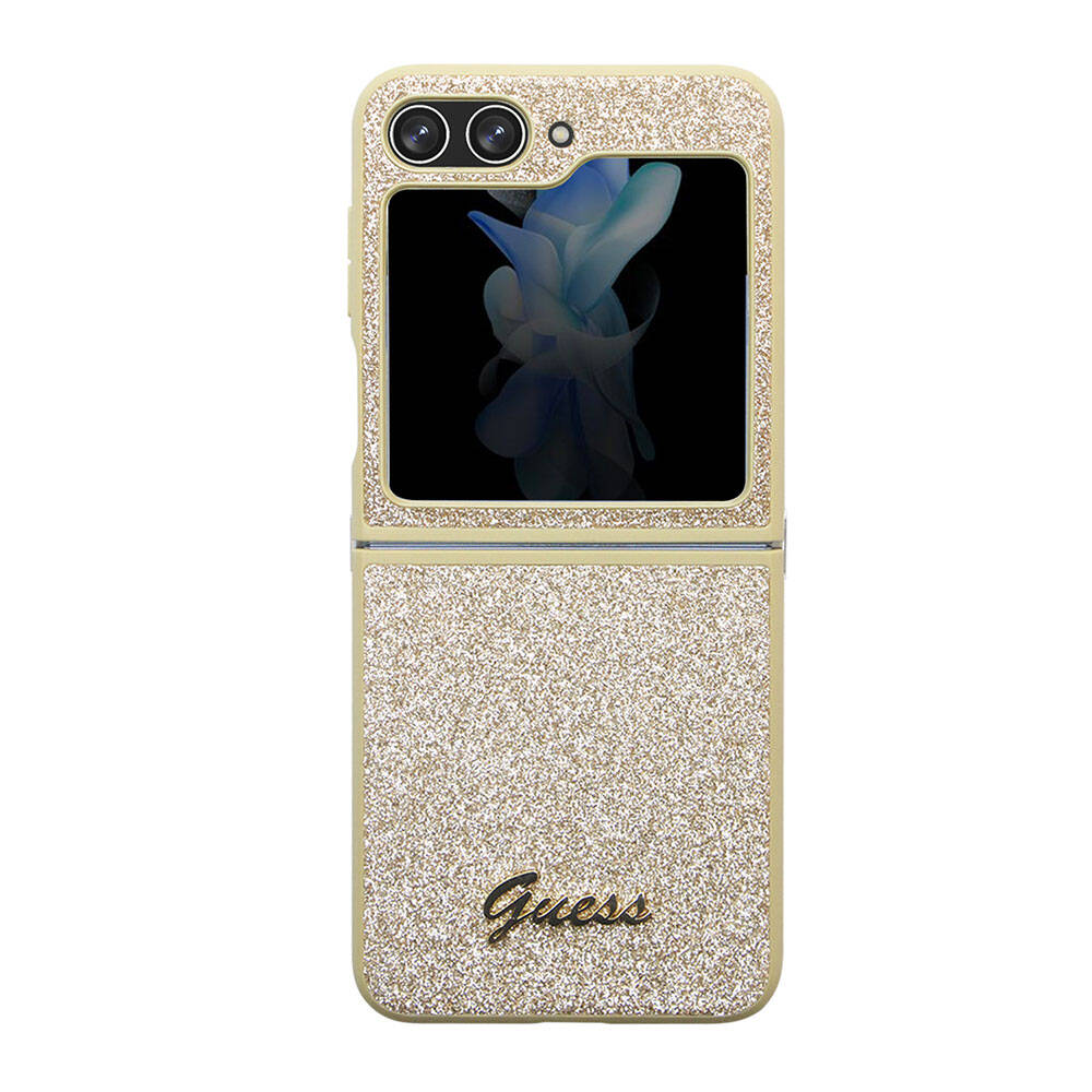 Galaxy Z Flip 5 Kılıf Guess Orjinal Lisanslı Yazı Logolu Glitter Script Kılıf