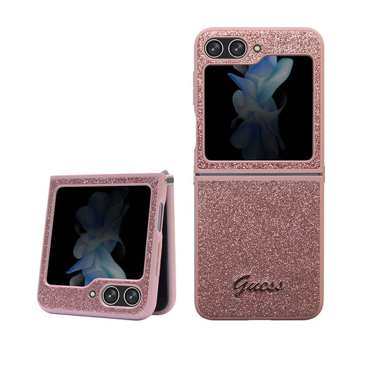 Galaxy Z Flip 5 Kılıf Guess Orjinal Lisanslı Yazı Logolu Glitter Script Kılıf