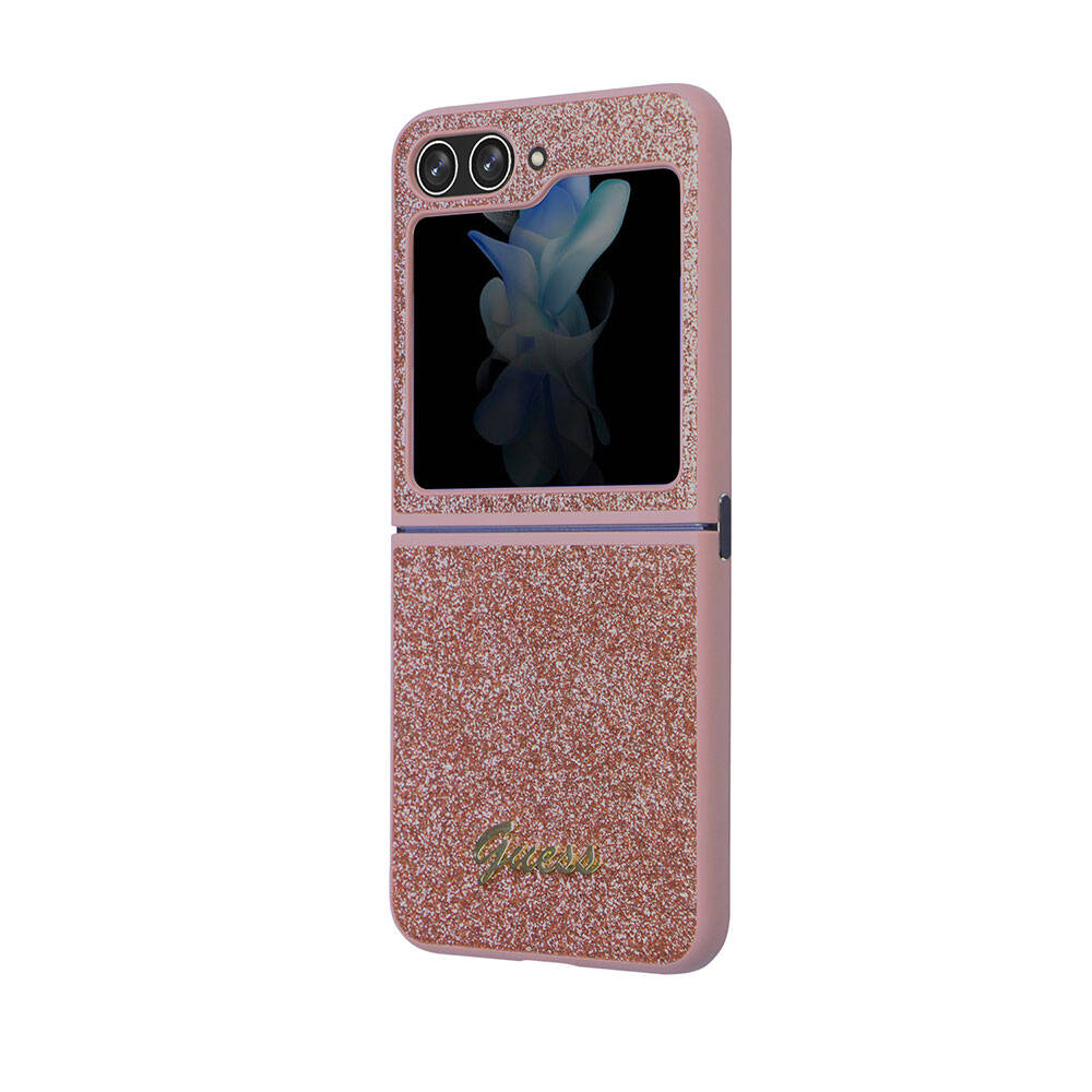 Galaxy Z Flip 5 Kılıf Guess Orjinal Lisanslı Yazı Logolu Glitter Script Kapak