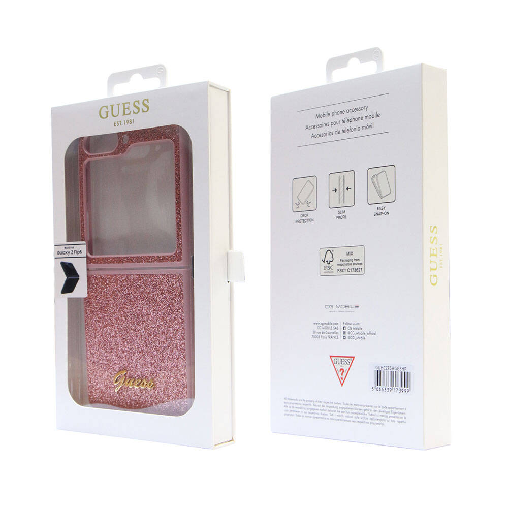 Galaxy Z Flip 5 Kılıf Guess Orjinal Lisanslı Yazı Logolu Glitter Script Kapak