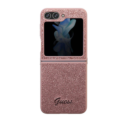 Galaxy Z Flip 5 Kılıf Guess Orjinal Lisanslı Yazı Logolu Glitter Script Kılıf