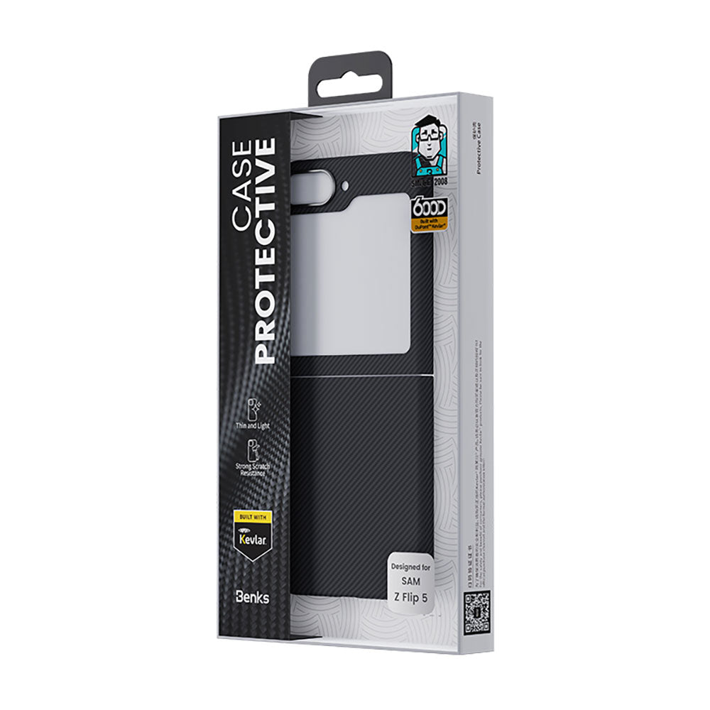 Galaxy Z Flip 5 Kılıf Karbon Fiber Benks Essential ArmorAir 600D Kevlar Kılıf