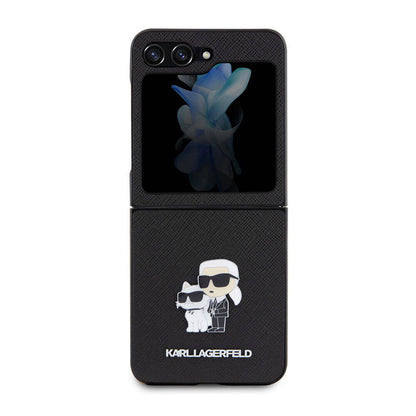 Galaxy Z Flip 5 Kılıf Karl Lagerfeld Orjinal Lisanslı K&C Metal Logolu Saffiano Kılıf