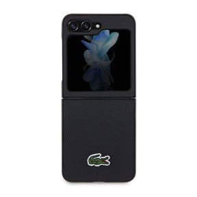 Galaxy Z Flip 5 Kılıf Lacoste Orjinal Lisanslı PU Pike Desenli Arka Yüzey İkonik Timsah Dokuma Logolu Kapak