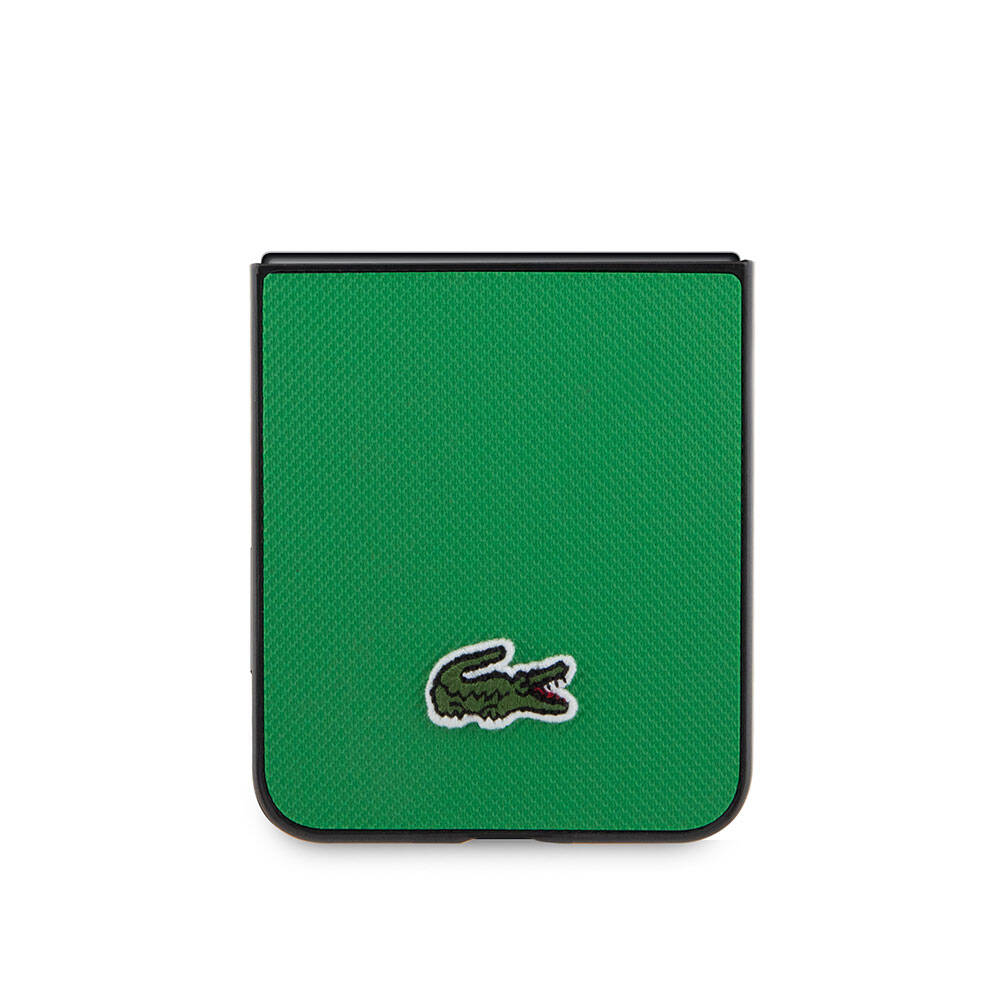 Galaxy Z Flip 5 Kılıf Lacoste Orjinal Lisanslı PU Pike Desenli Arka Yüzey İkonik Timsah Dokuma Logolu Kapak Lacivert