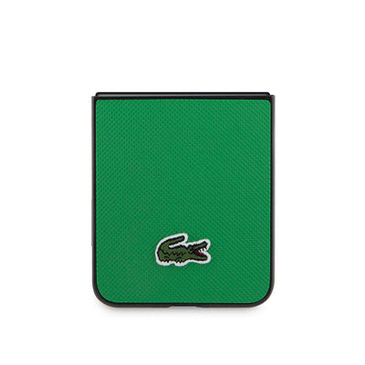 Galaxy Z Flip 5 Kılıf Lacoste Orjinal Lisanslı PU Pike Desenli Arka Yüzey İkonik Timsah Dokuma Logolu Kapak Lacivert