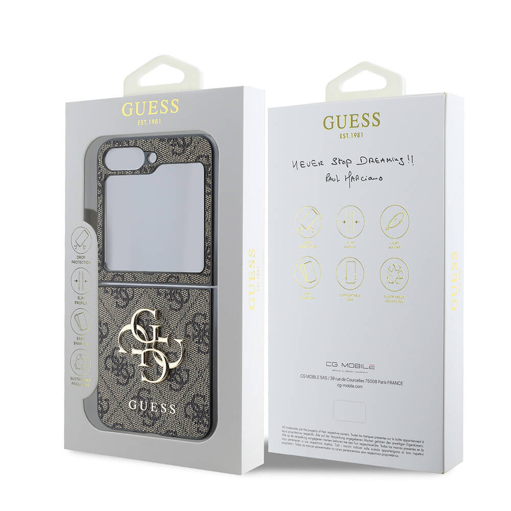 Galaxy Z Flip 6 Kılıf Guess Orjinal Lisanslı Leather Metal Logo Kılıf
